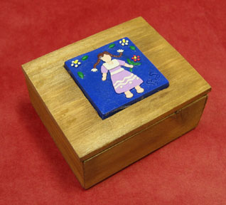 Decorative Wooden Boxes - Hand Painted Ceramic Lid